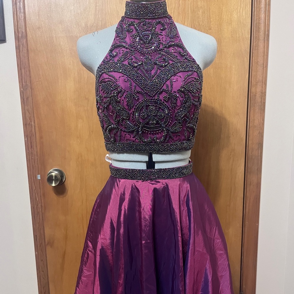 Sherri Hill Purple/Magenta/Burgundy/Maroon/Purple Two Piece Homecoming Dress